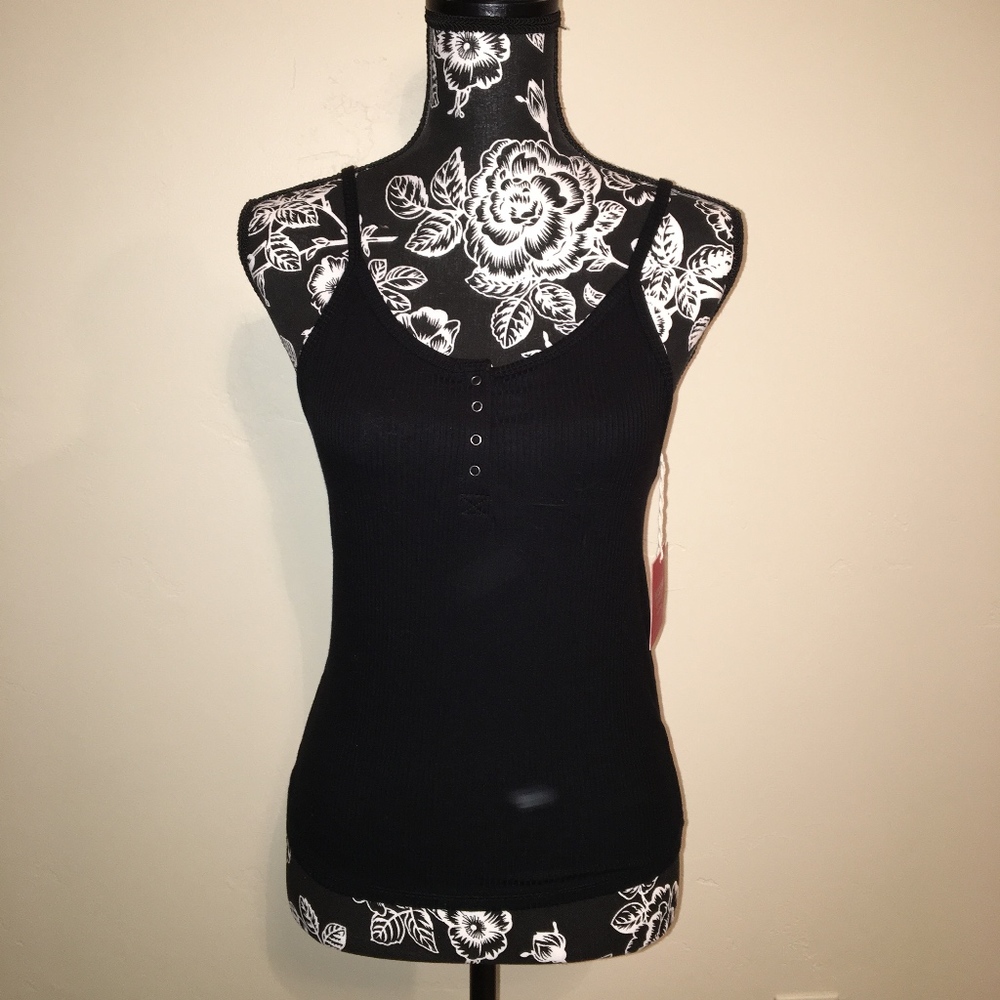Black, stretchy, short tank top